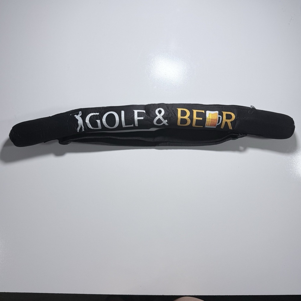 Black Portable Thermal Golf Bag Beer Cooler Sleeve Golf & Beer Detachable Strap